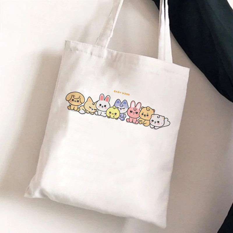 Cute Kpop Pattern Printed One Shoulder Canvas Bag