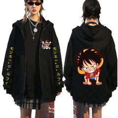 Unisex Luffy Printed Zipper Casual Hooded Jacket