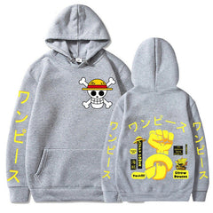 Unisex Luffy Fist Print Casual Hoodie