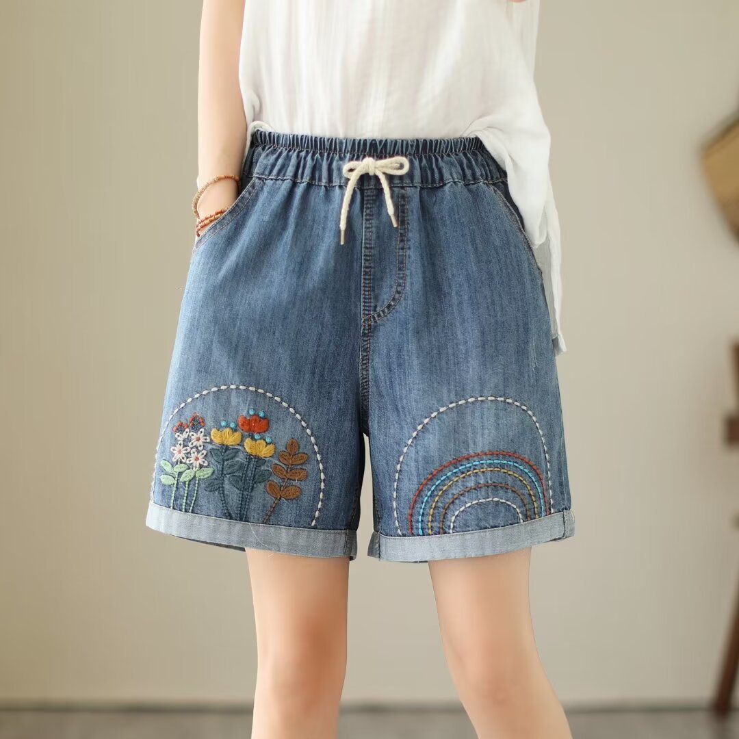 Women's Wide-leg Thin Denim Shorts
