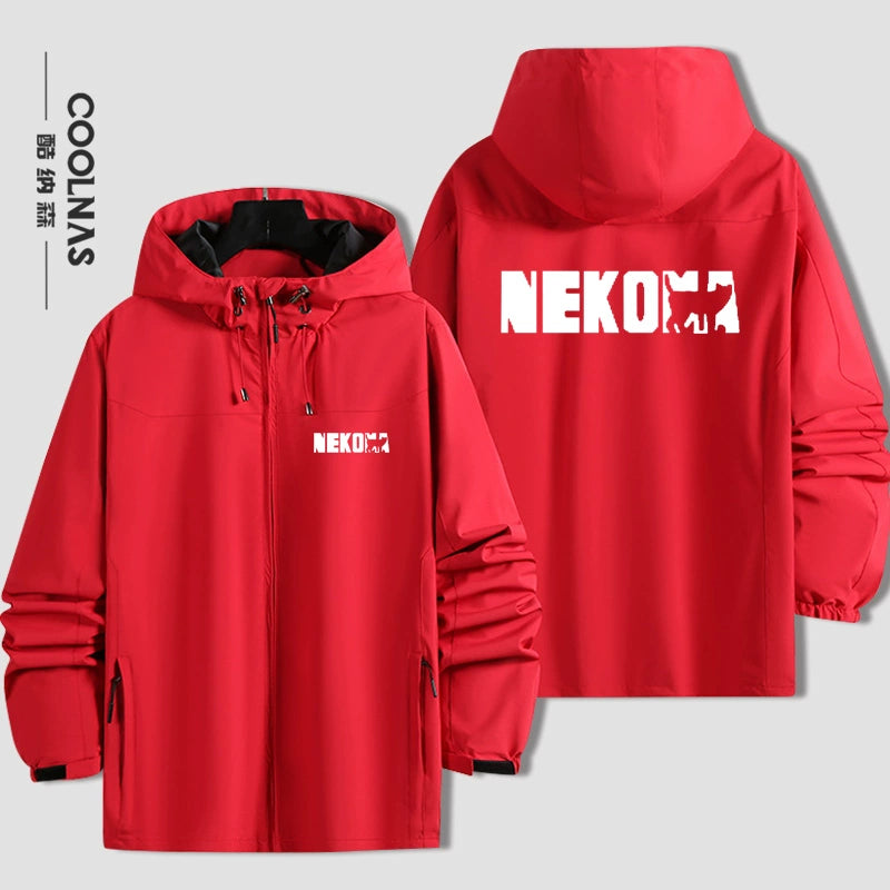 Unisex Anime Nekoma Logo Zipper Jacket