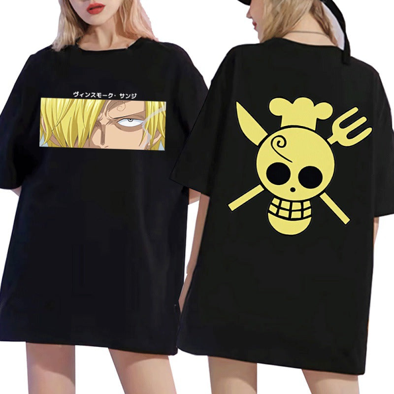 Unisex Anime Sanji Print Loose T-Shirt