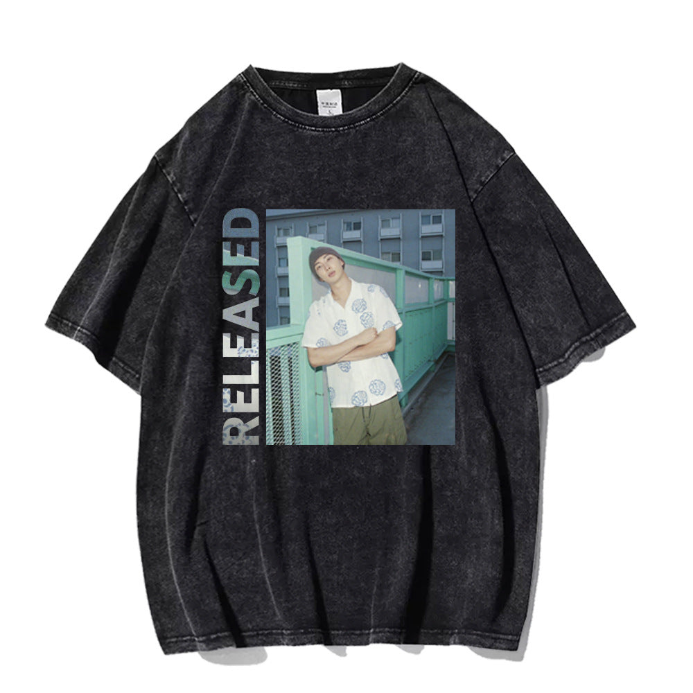Unisex RM Kpop Poster Graphic Washed T-shirt