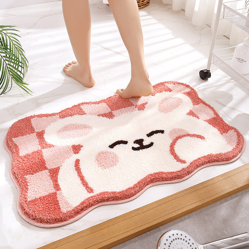 Adorable White Bunny Bath Mat