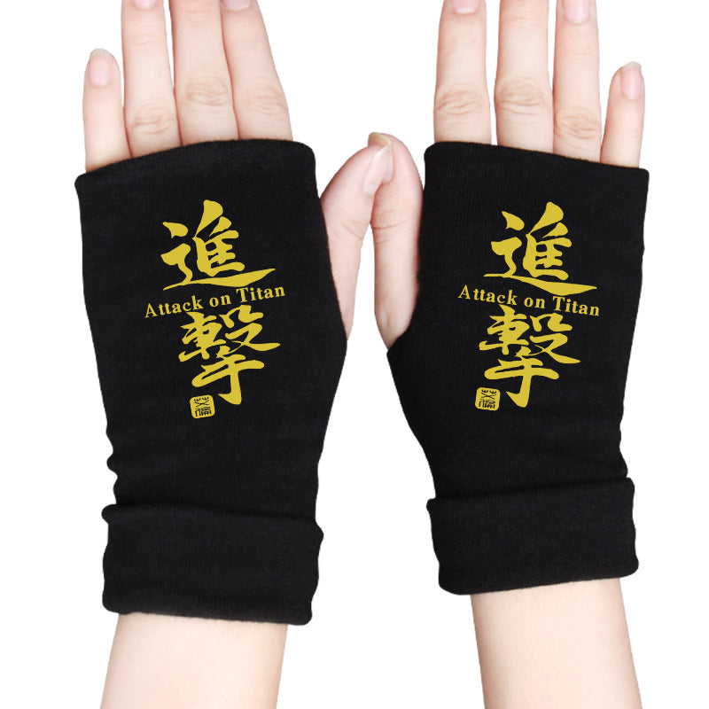 Trendy Anime Half Finger Gloves