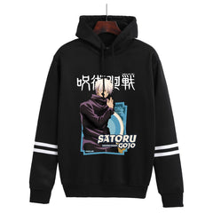 Unisex Anime Printed Striped Loose Hoodie