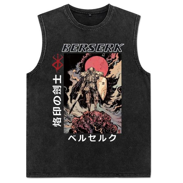 Trendy Men's Anime Print Washed Vest