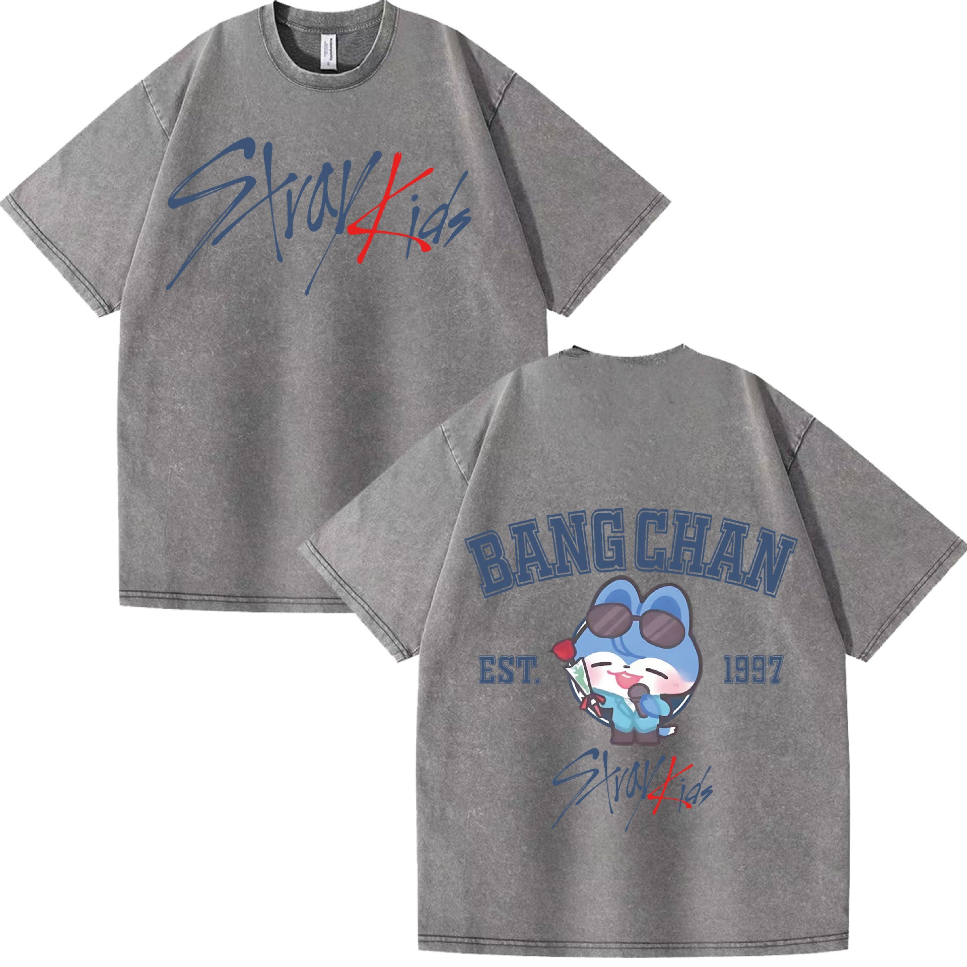 BANGCHAN KPOP Cotton Loose Washed T-shirt