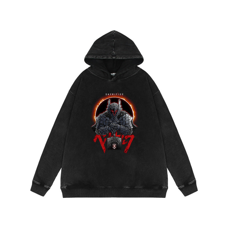 Trendy Vintage Anime Washed Loose Hoodie