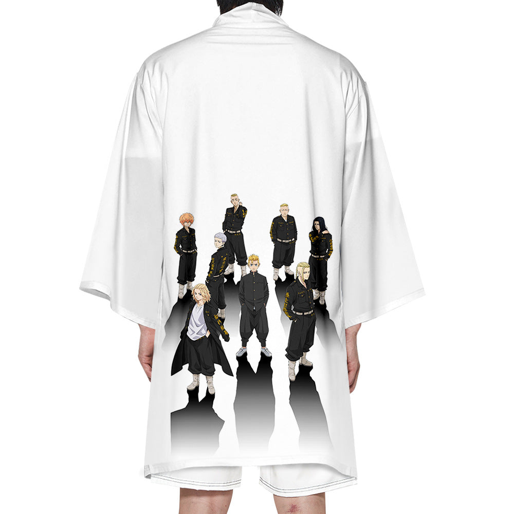 Trendy Men's Anime Revengers Cosplay Long Cape Kimono