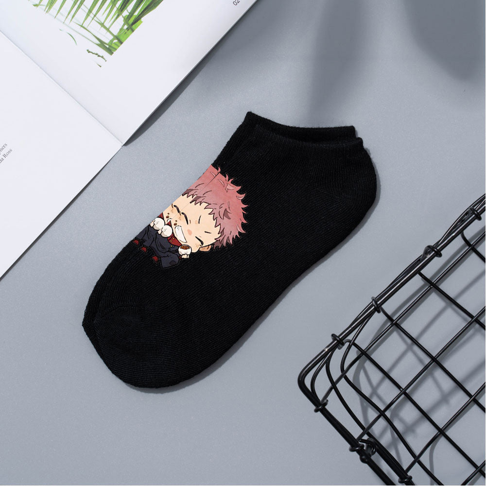 Casual Anime Cotton Breathable Boat Socks