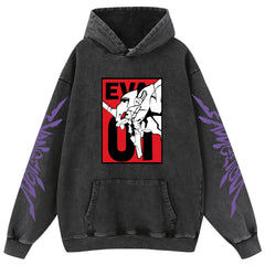 Vintage Anime Eva Washed Loose Hoodie