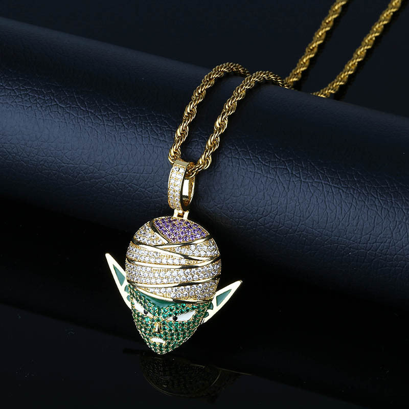 Trendy Anime Pendant Inlaid Zircon Necklace