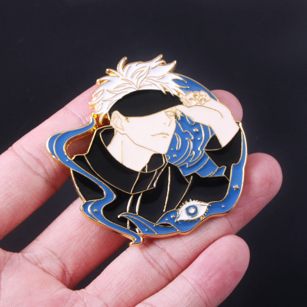 Chic Anime Metal Brooch Keychain Set