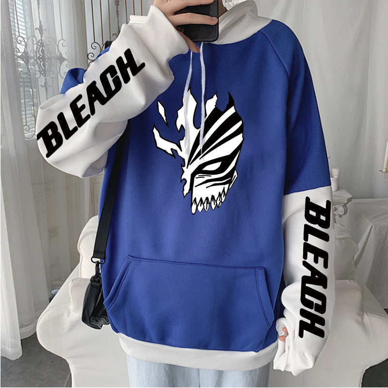 Men's Color Block Anime Printed Loose Hoodie