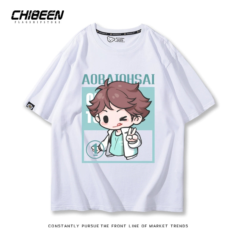 Hinata Anime Print Casual Cotton T-shirt