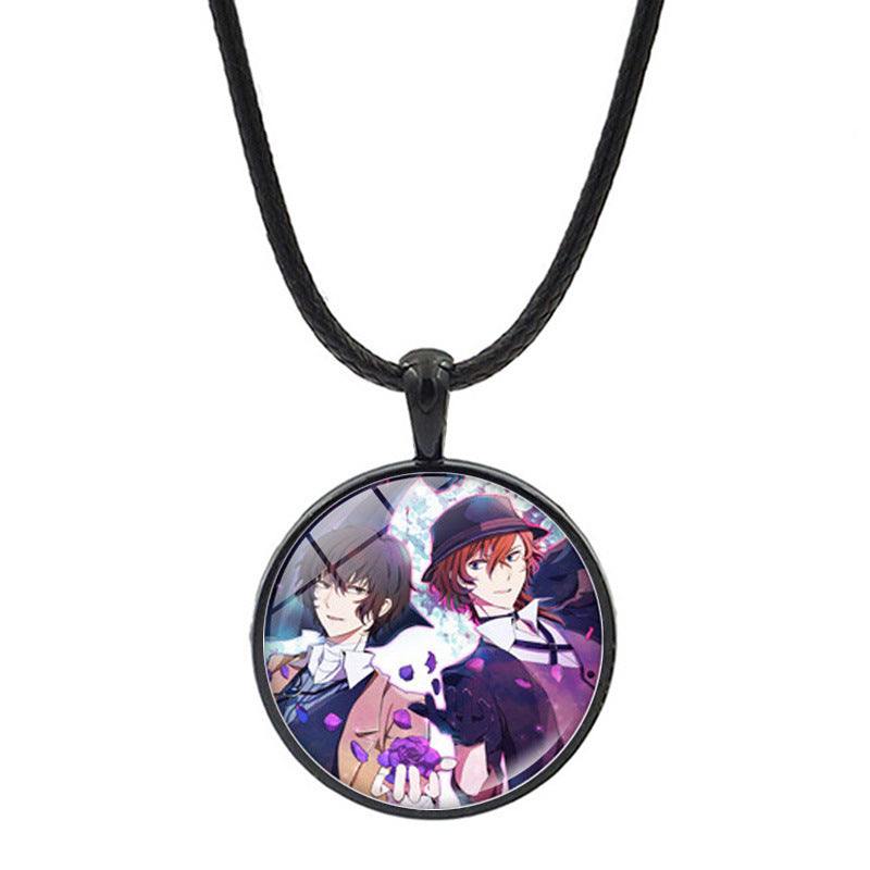 Versatile Anime Pendant Leather Rope Necklace