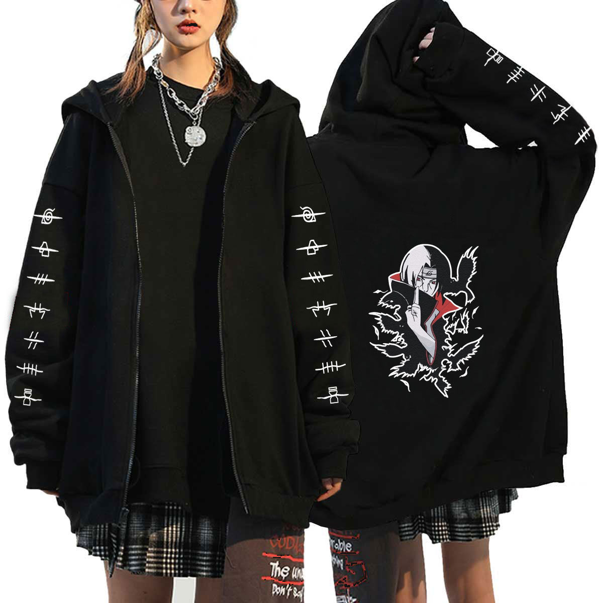 Unisex Anime Kakashi Zip Up Loose Hoodie