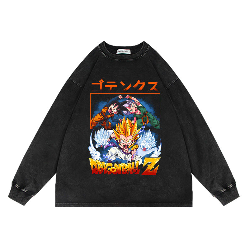 Vintage Anime Washed Oversize Crew Neck Sweatshirt