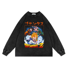 Vintage Anime Washed Oversize Crew Neck Sweatshirt