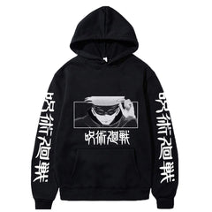 Men's and Women's Anime Print Casual Black Hoodie