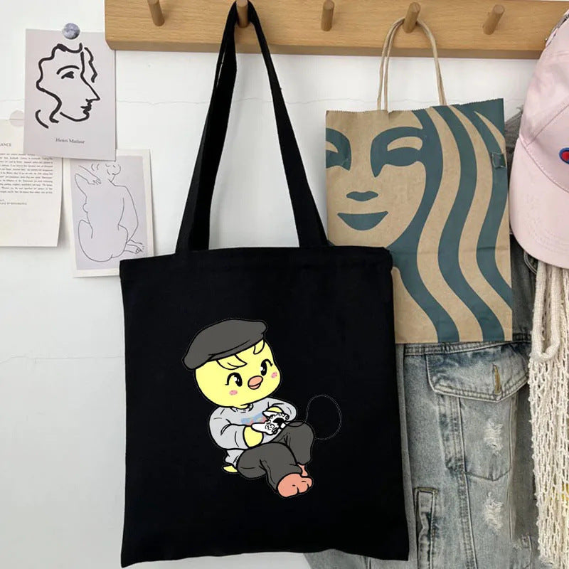 Cute Kpop Printed Canvas Shoulder Bag