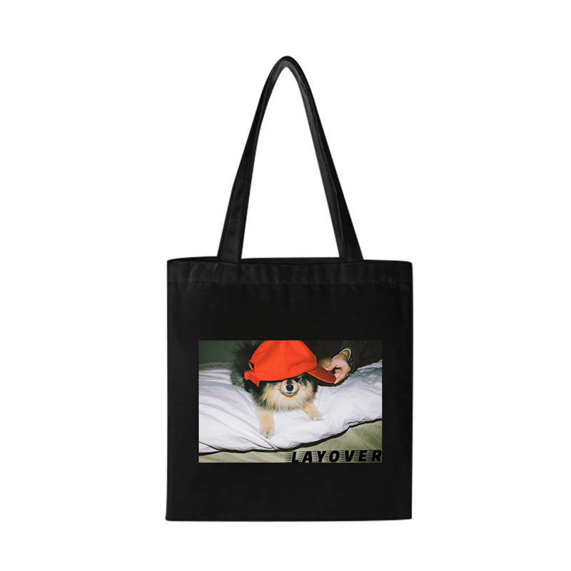 Kpop Pattern Canvas Zipper Tote Bag