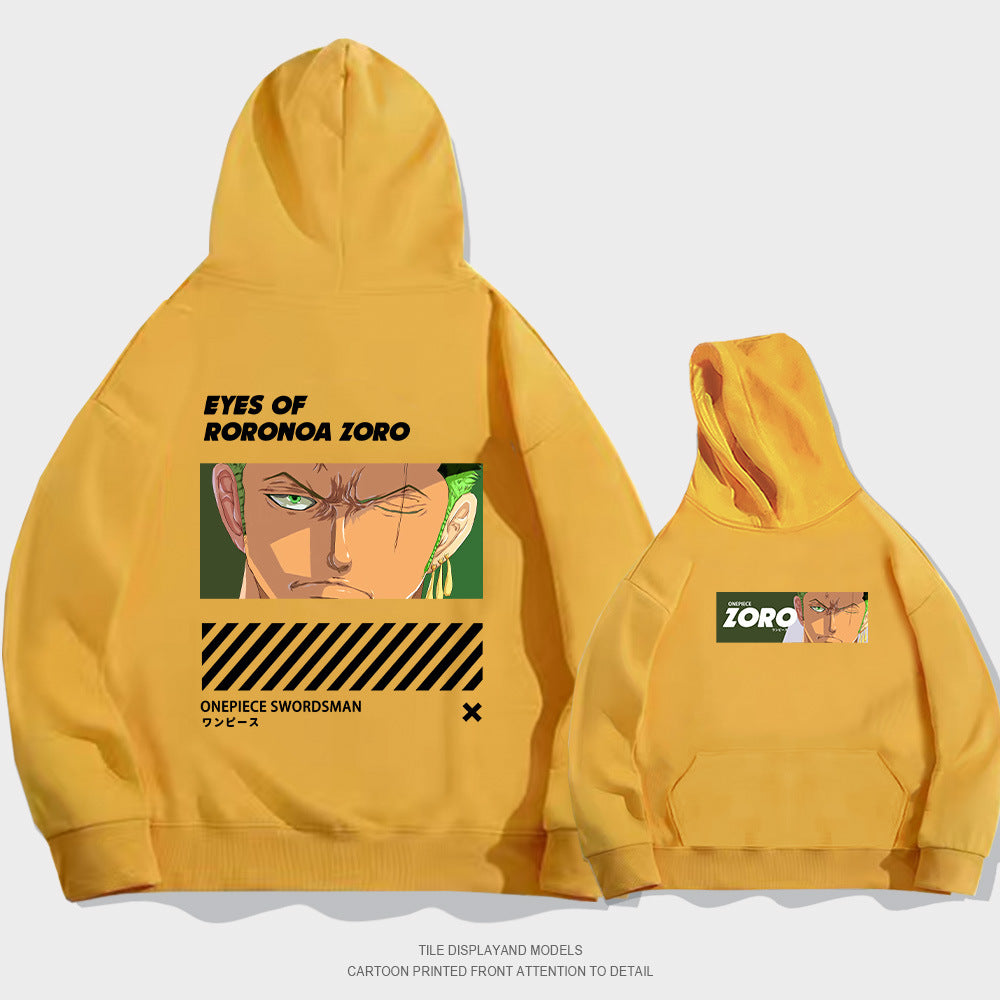 Trendy Anime Zoro Print Loose Hoodie