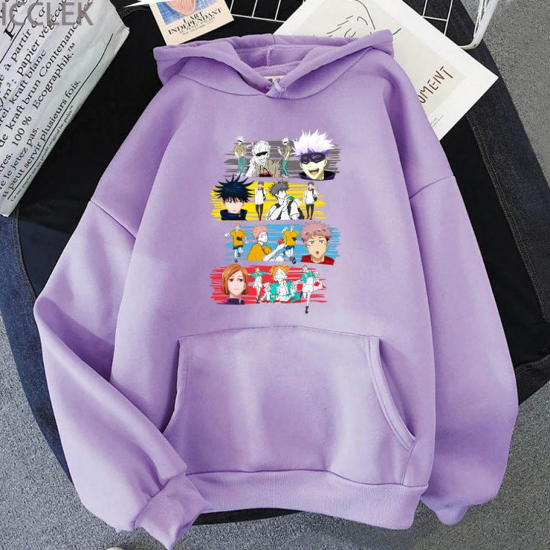 Trendy Anime Pattern Printed Casual Hoodie