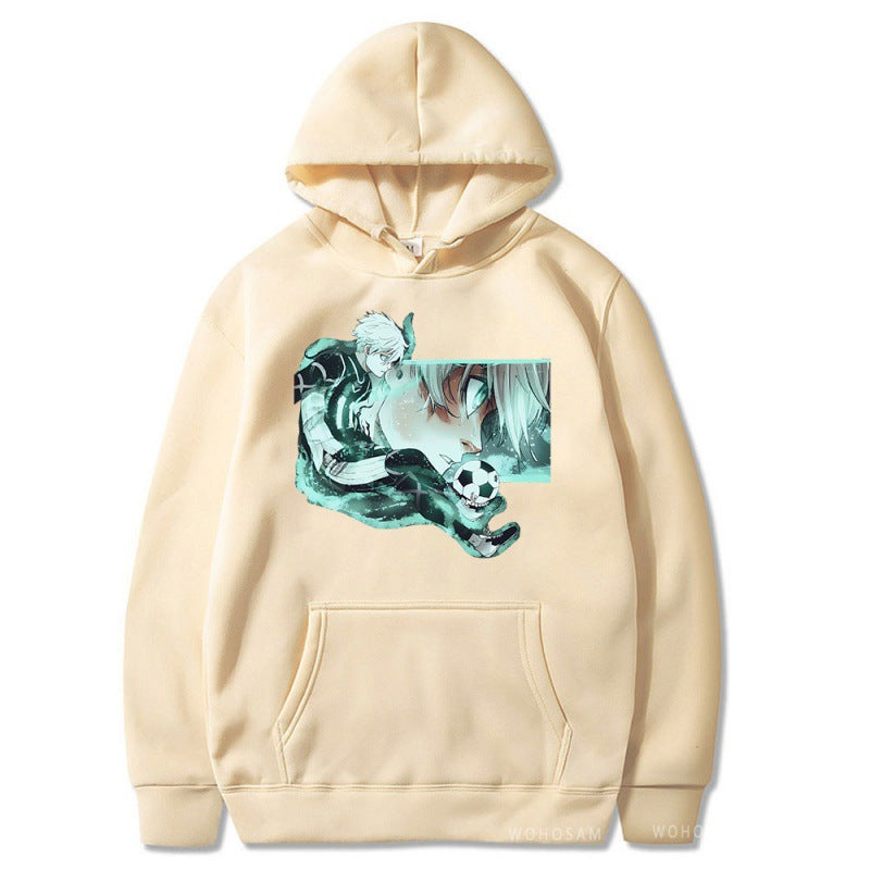 Unisex Anime Print Color Block Hoodie
