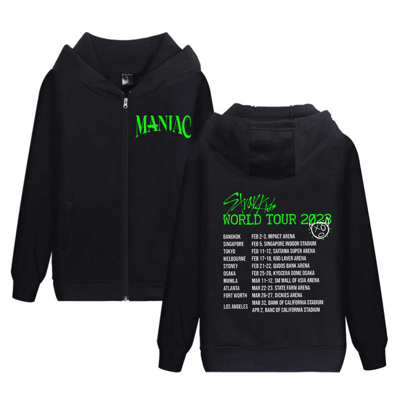 Y2K Style Letter Printed Loose Zipper Hoodie