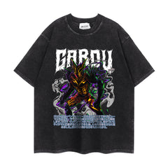 Vintage Trendy Anime Washed Short-sleeved T-shirt Top