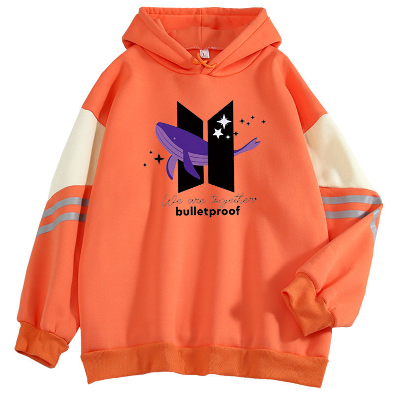 Trendy Kpop Color Block Loose Hoodie