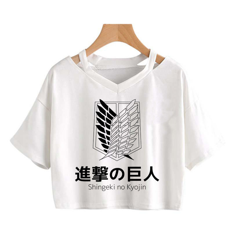 Trendy Women's Anime Print Cropped T-Shirt