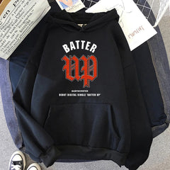 Kpop Batter Up Logo Printed Pullover Hoodie
