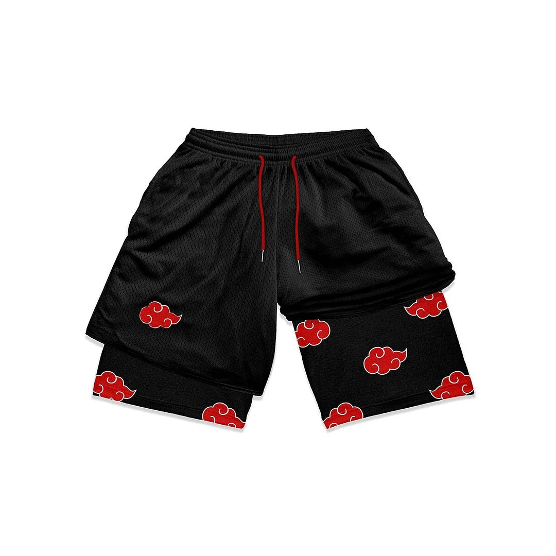 Men's Anime Digital Print Double-layer Fitness Shorts