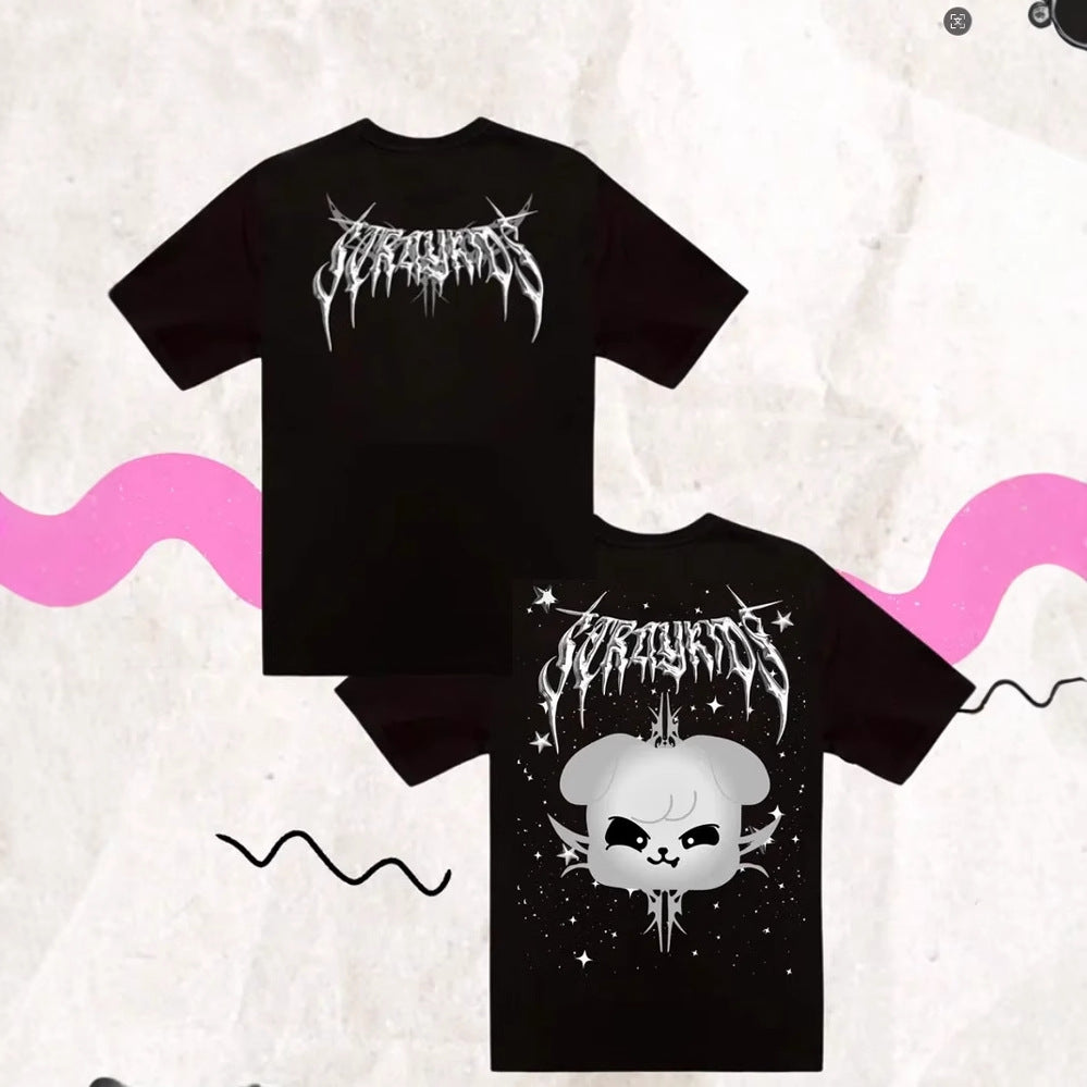 Unisex Kpop Cartoon Print Crew Neck Tee