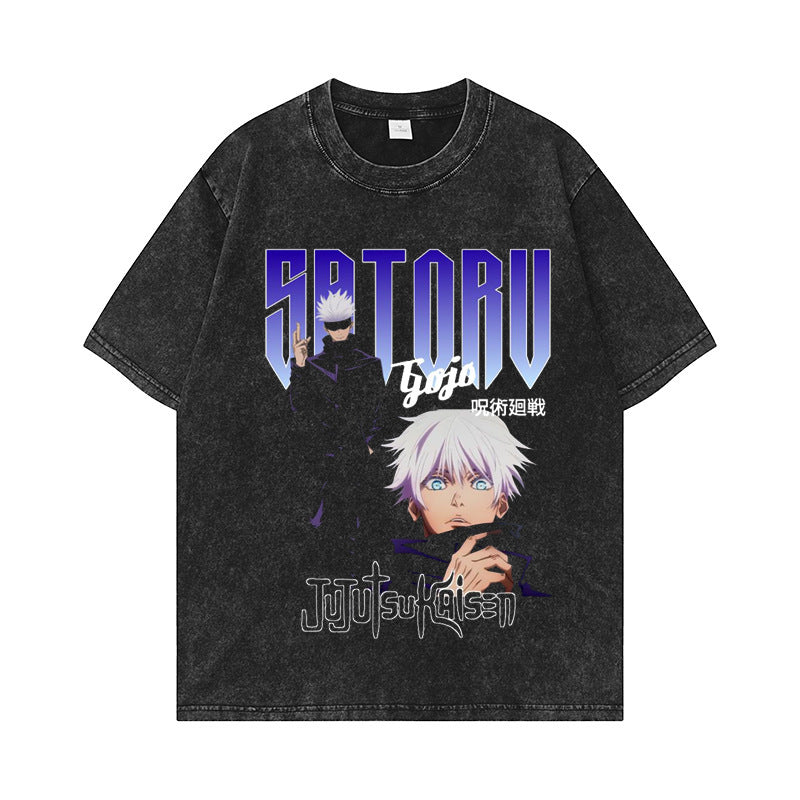 Retro Anime Washed Casual Loose T-shirt