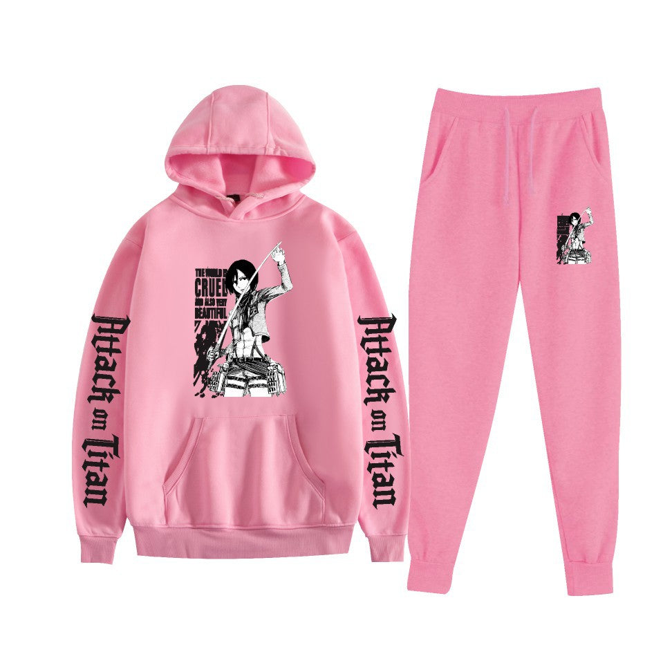 Men's Anime Pattern Print Hoodie Pants Set
