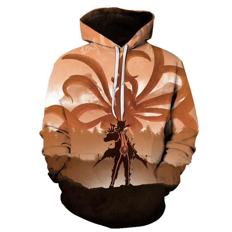 Trendy Anime Digital Print Loose Casual Pullover Hoodie