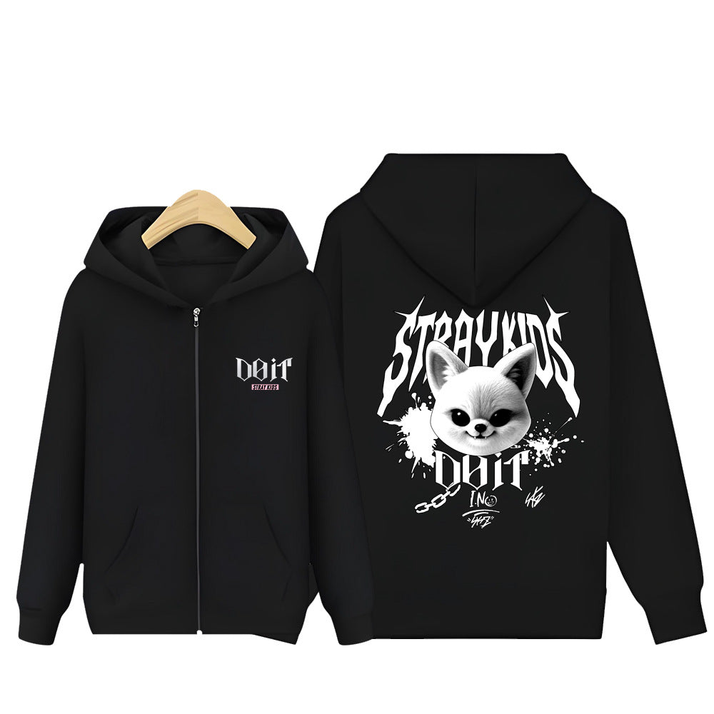 SKZ Evil Cartoon DO IT Logo Zip-Up Hoodie