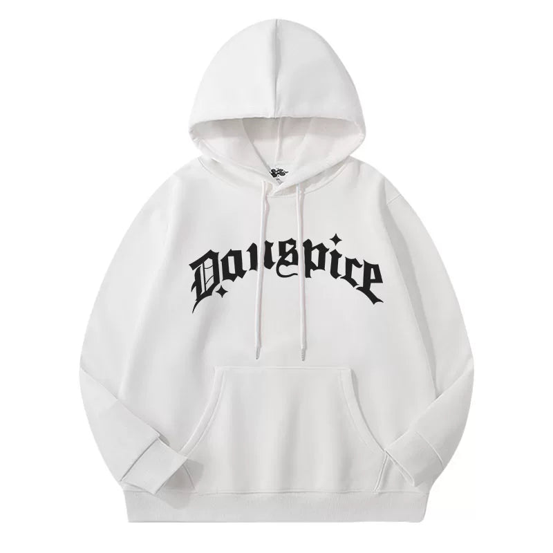 Han Inspired Letter Print Pullover Hoodie