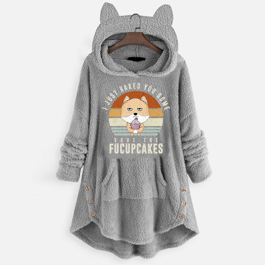 Women's Cat Ears Hooded Long-sleeved Coat
