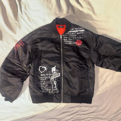 BANGTAN Printed Black Bomber Jacket