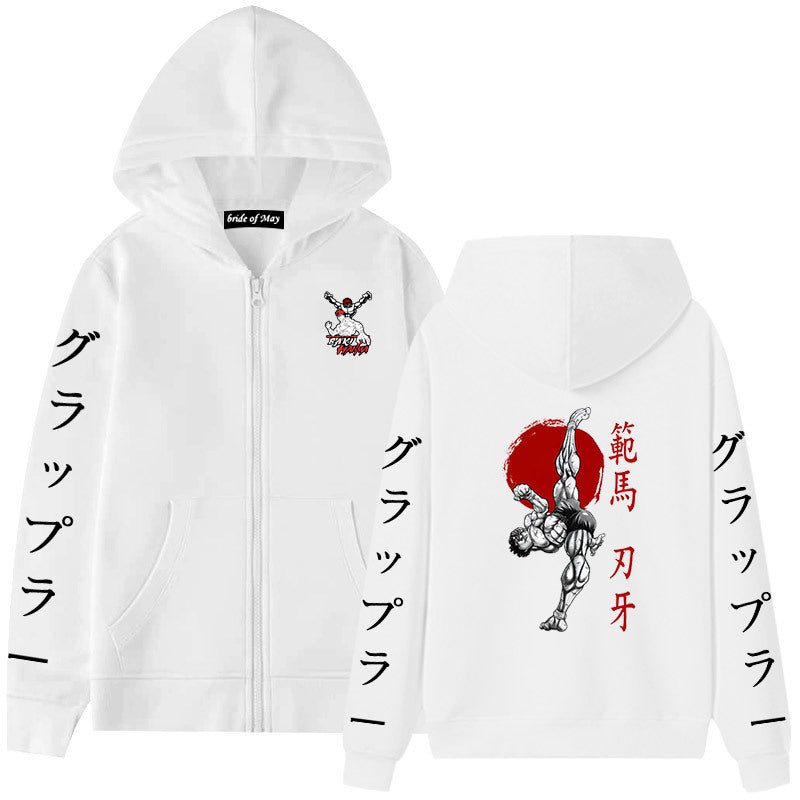 Unisex Casual Baki Anime Zip Up Hoodie