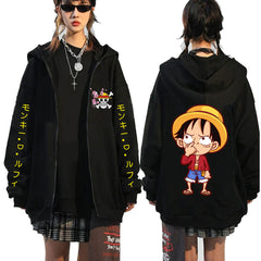 Unisex Luffy Printed Zipper Casual Hooded Jacket