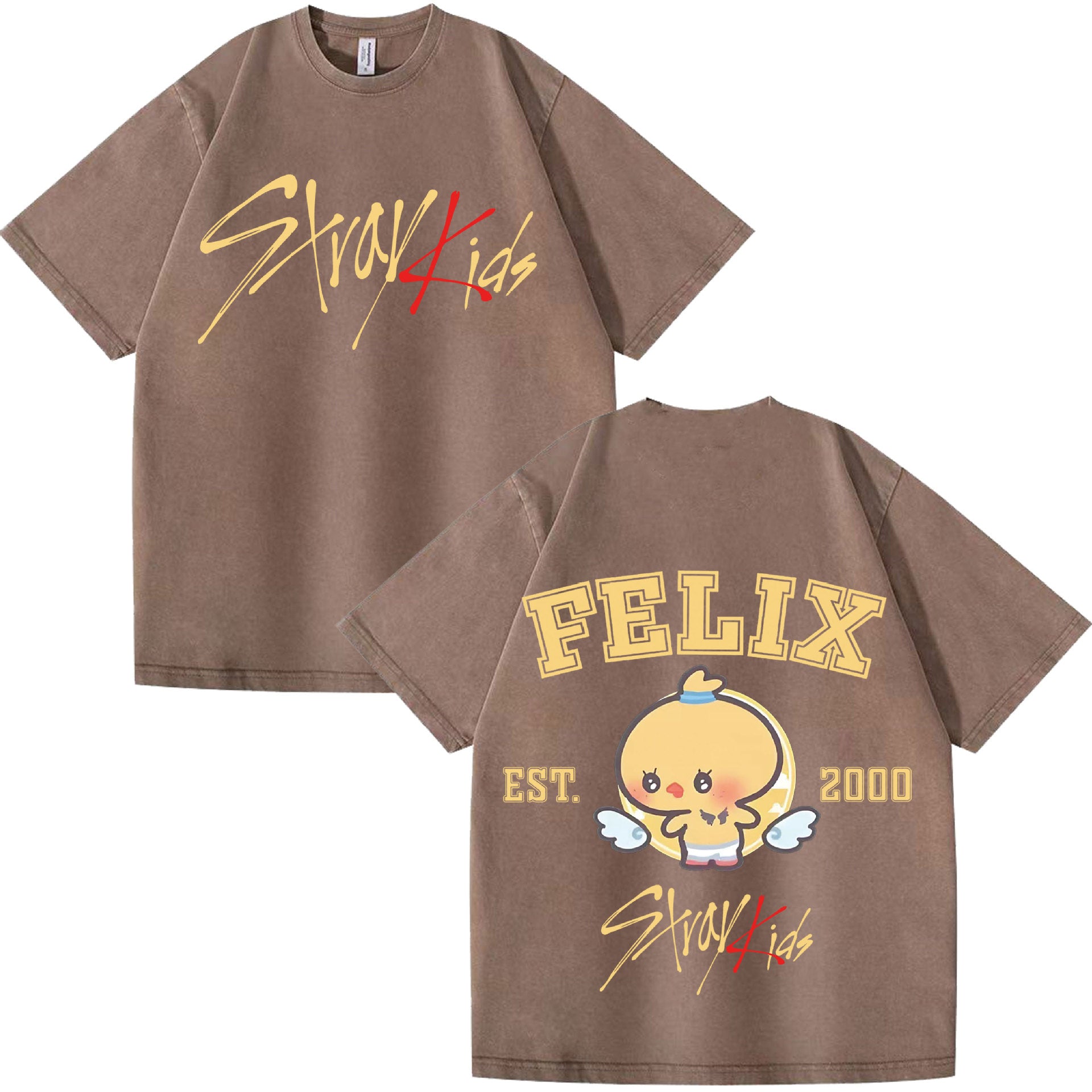 KPOP FELIX Cotton Washed Short-sleeved T-shirt