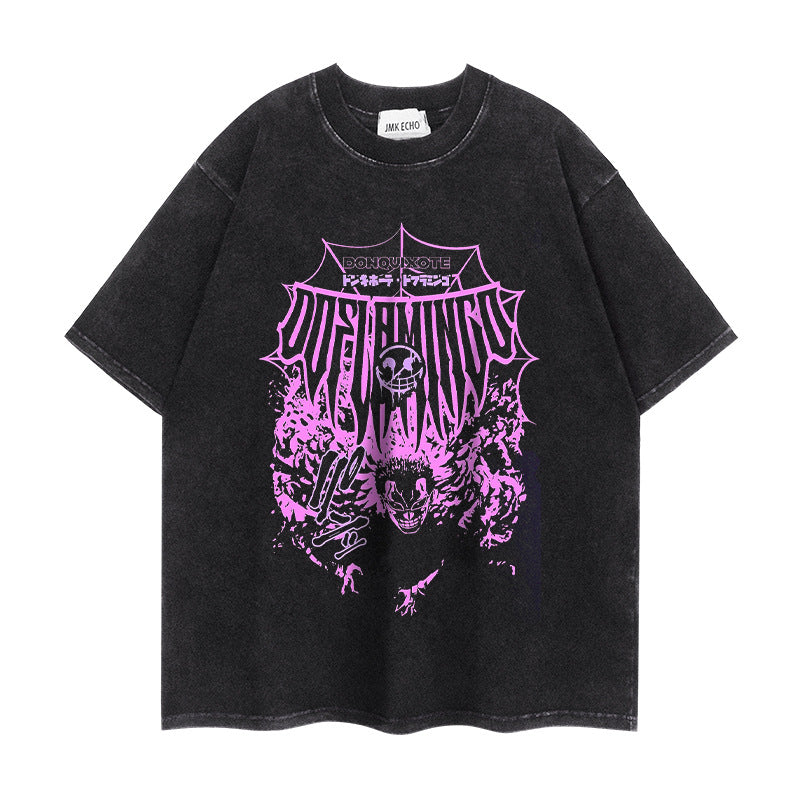 Trendy Luffy Cotton Washed Short-sleeved T-shirt