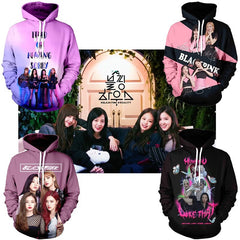 Leisure Kpop Digital Print Loose Hoodie