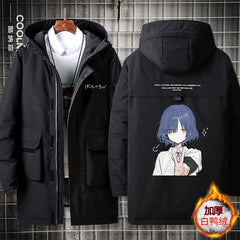 Bocchi Anime Medium Long Hooded Winter Down Jacket